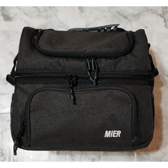 New Dual Compartment Lunch Bag Tote with Shoulder Strap for Men and Women